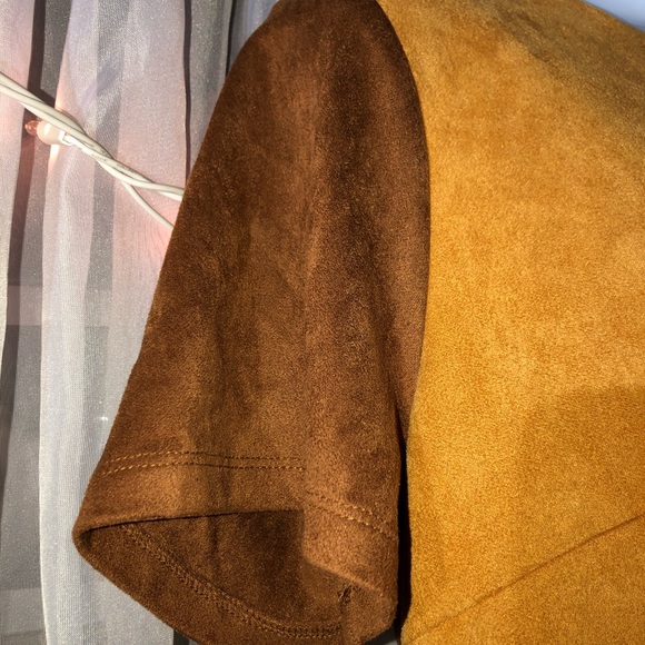 NWT Julie Brown Color Block Suede Dress - Picture 4 of 8